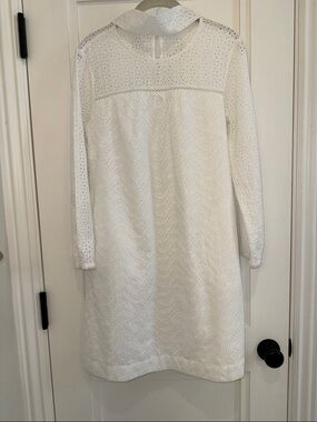 GAP! White BEAUTIFUL Eyelet Long-Sleeve Shift Dress WITH MATCHING EYELET BELT!